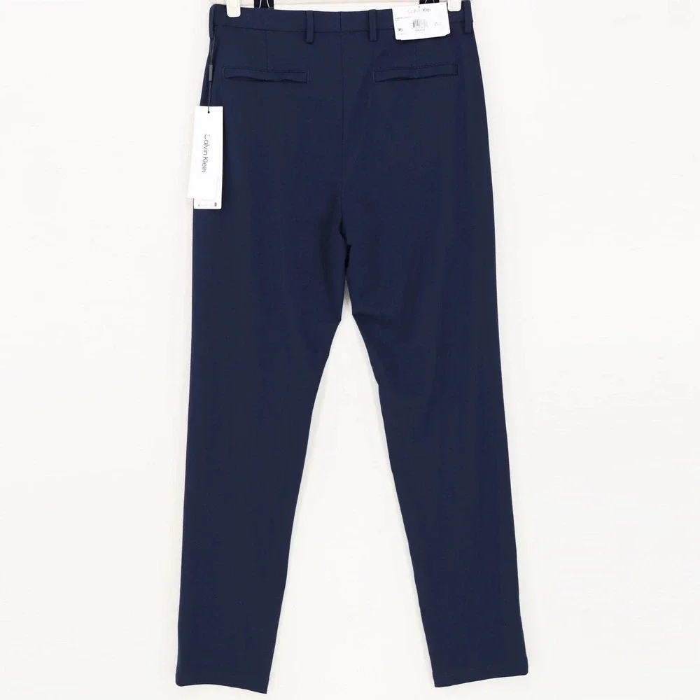 Calvin Klein Men's Slim-Fit Solid Knit Suit Pants 32W 32L Navy E091468‎